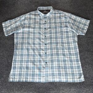 Croft & Barrow Shirt Mens XXL Blue Plaid Quick Dry Short Sleeve Button Up